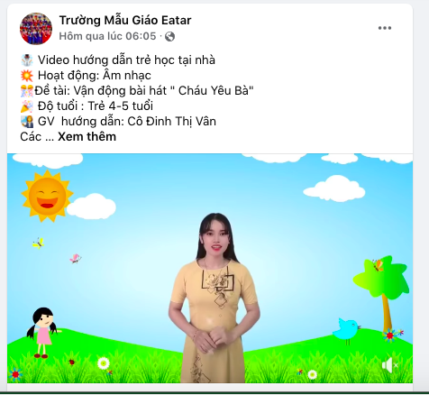 Trường Mẫu giáo Ea Tar (xã Ea Tar) xây dựng được 4 video hướng dẫn cho trẻ học tại nhà