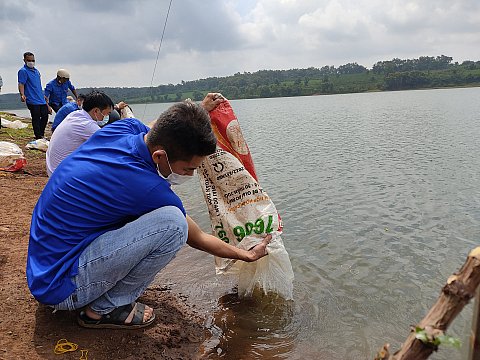 Huyện Cư M'gar - thả cá bổ sung nguồn lợi thủy sản năm 2021