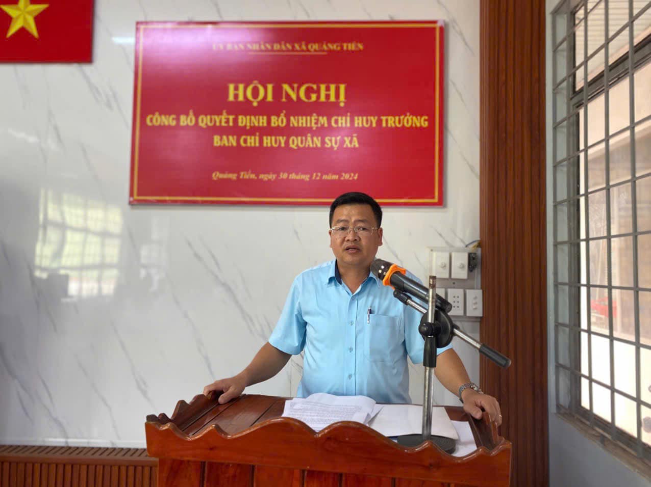 Hội nghị Công bố Quyết định Bổ nhiệm Chỉ huy trưởng Ban Chỉ huy Quân sự xã Quảng Tiến