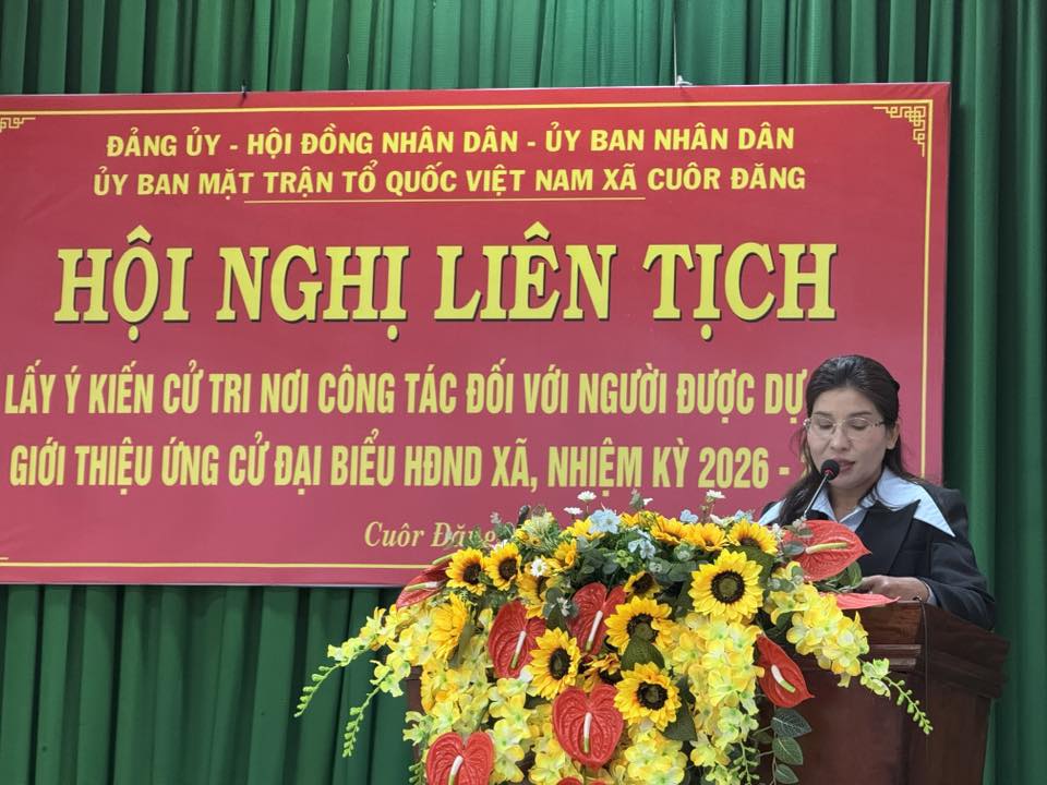 XÃ CUÔR ĐĂNG TỔ CHỨC HỘI NGHỊ LIÊN TỊCH LẤY Ý KIẾN CỬ TRI NƠI CÔNG TÁC ĐỐI VỚI NGƯỜI ĐƯỢC GIỚI THIỆU ỨNG CỬ ĐẠI BIỂU HĐND XÃ NHIỆM KỲ 2026–2031