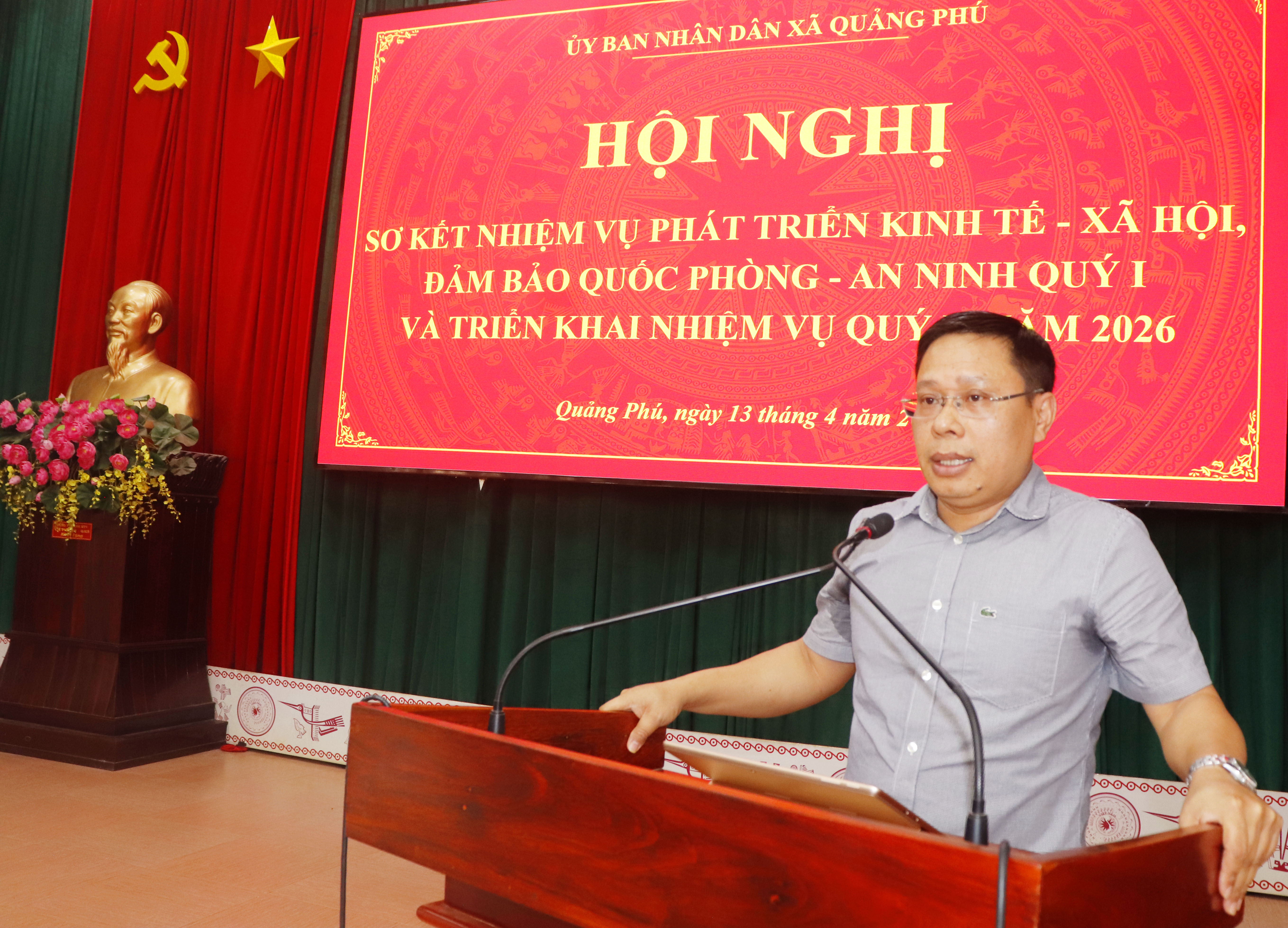 Xã Quảng Phú tổ chức hội nghị sơ kết nhiệm vụ phát triển kinh tế - xã hội, bảo đảm quốc phòng - an ninh quý I, và triển khai nhiệm vụ quý II năm 2026